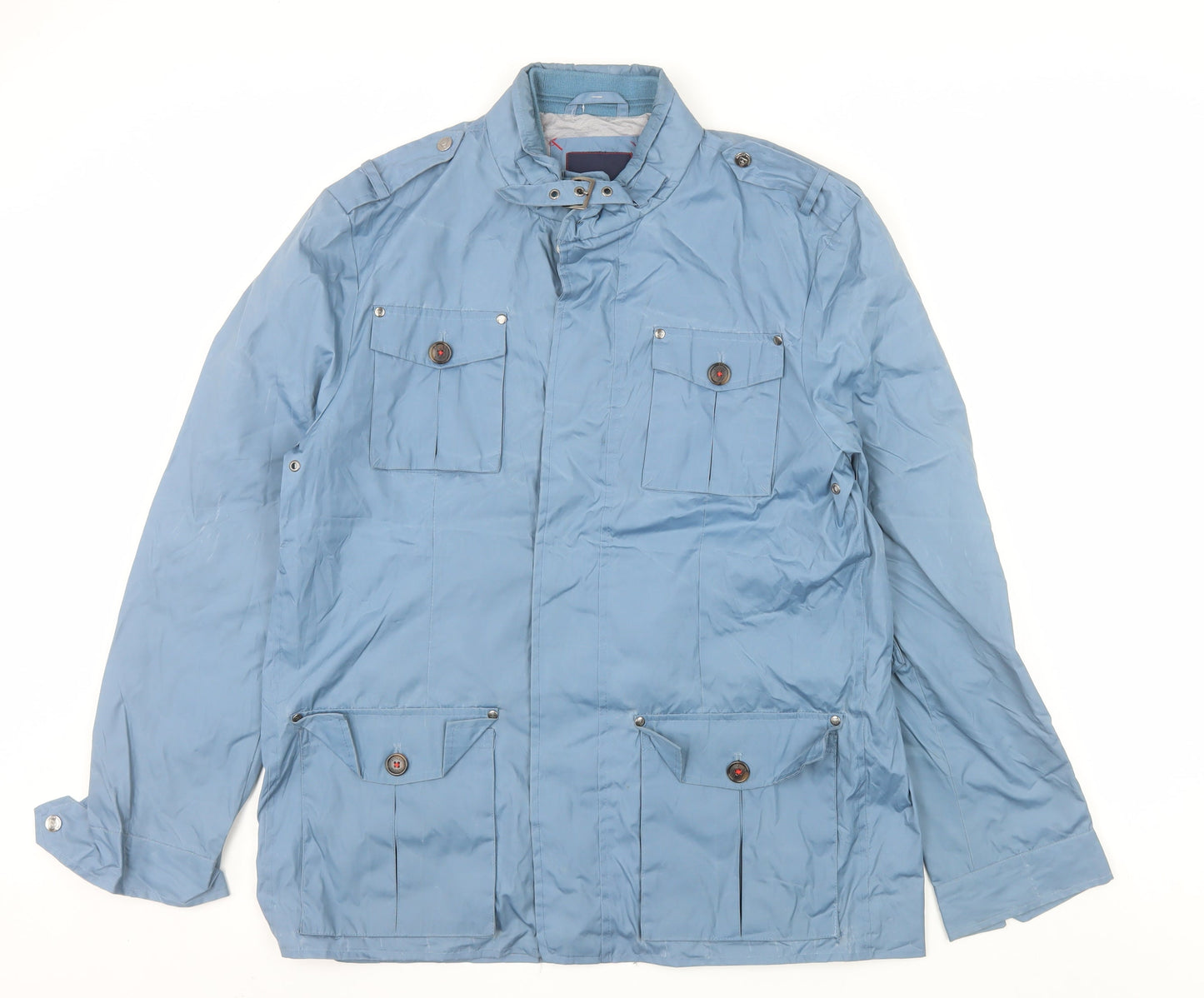 Alvaro Moreno Men's Blue Military Style Jacket Size L Polyester