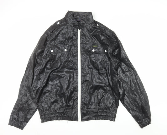Mecca Men's Black Bomber Jacket L Stand-Up Collar Full Zip