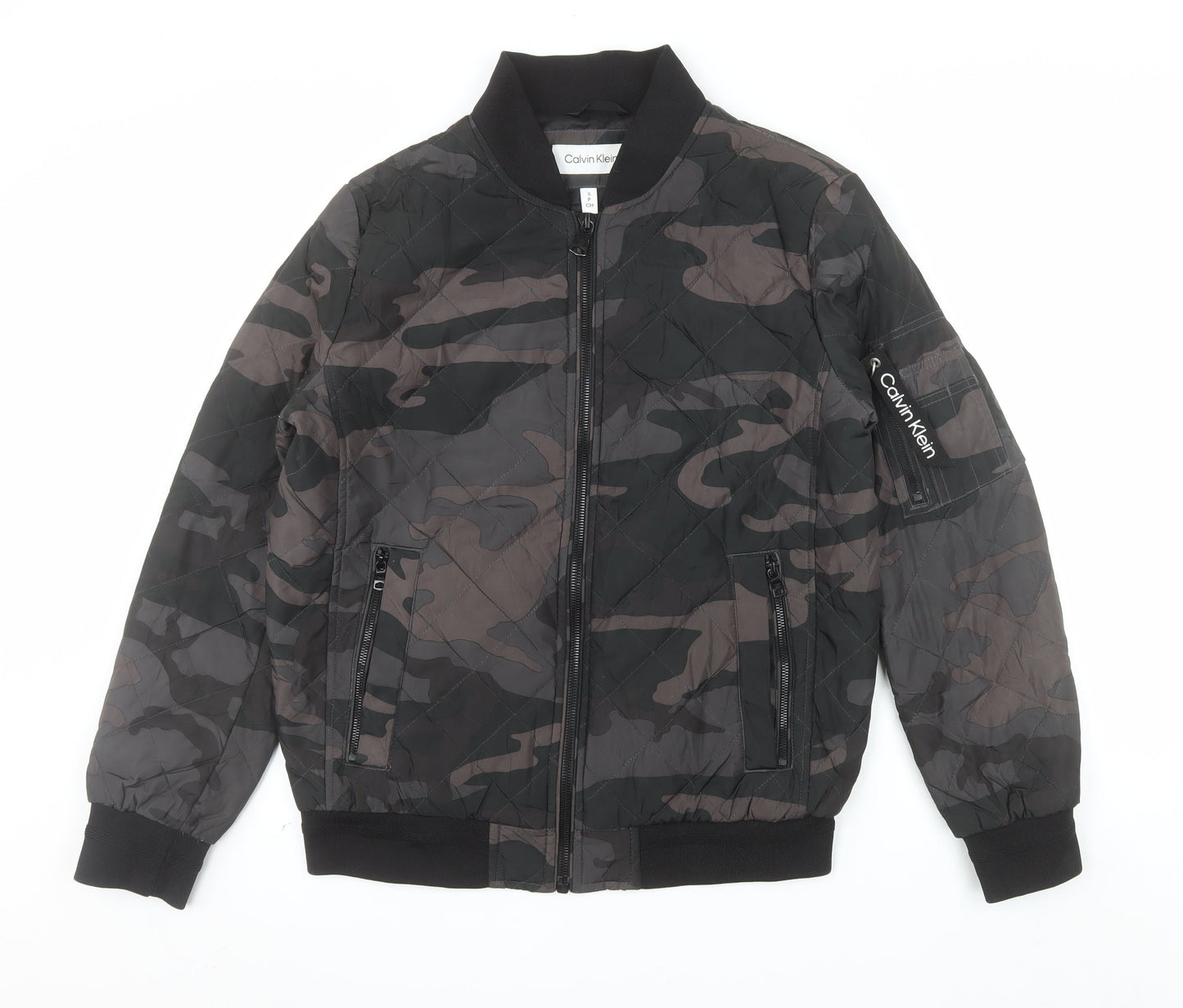 Calvin Klein Men's Multicoloured Camouflage Quilted Bomber Jacket Size S