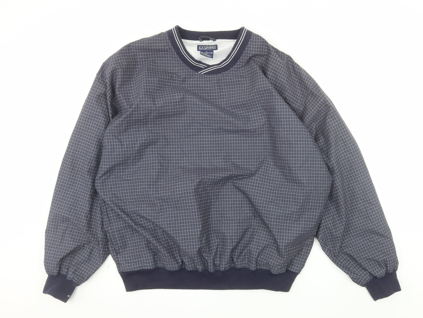 LA Loving Men's Blue XL Check Pullover Sweatshirt