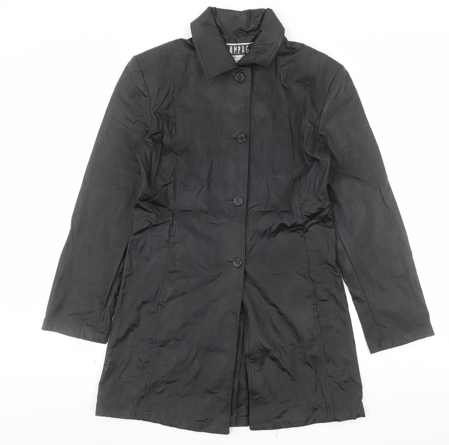 Rampage Womens Black Long Rain Coat Medium Water Resistant