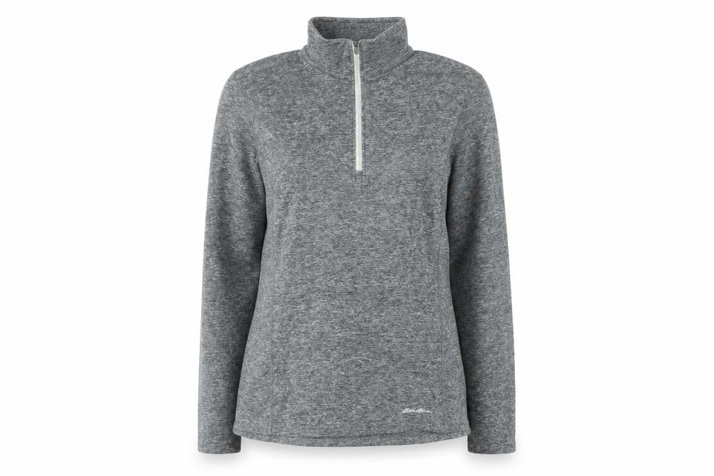 Eddie Bauer Women's Grey 1/4 Zip Pullover Sweatshirt M Polyester