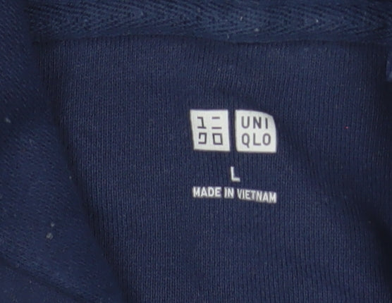 Uniqlo Men's Blue L Pullover Hoodie Long Sleeve Cotton Blend