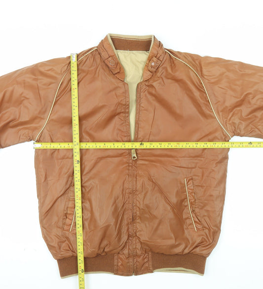 Sears Men's Brown Bomber Jacket Size M Retro Vintage Nylon Cotton