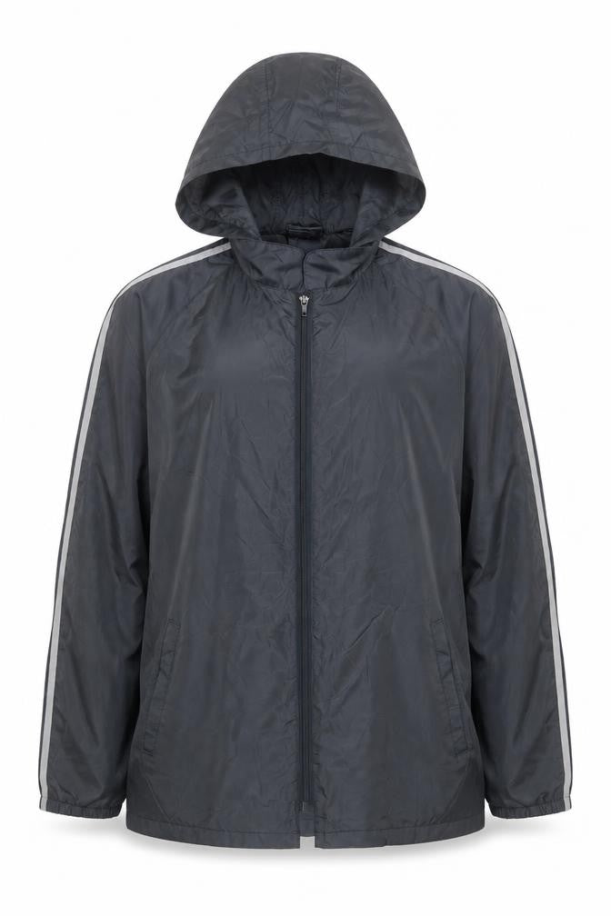 NOW Mens Grey Hooded Rain Cape Jacket M Lightweight Water Resistant