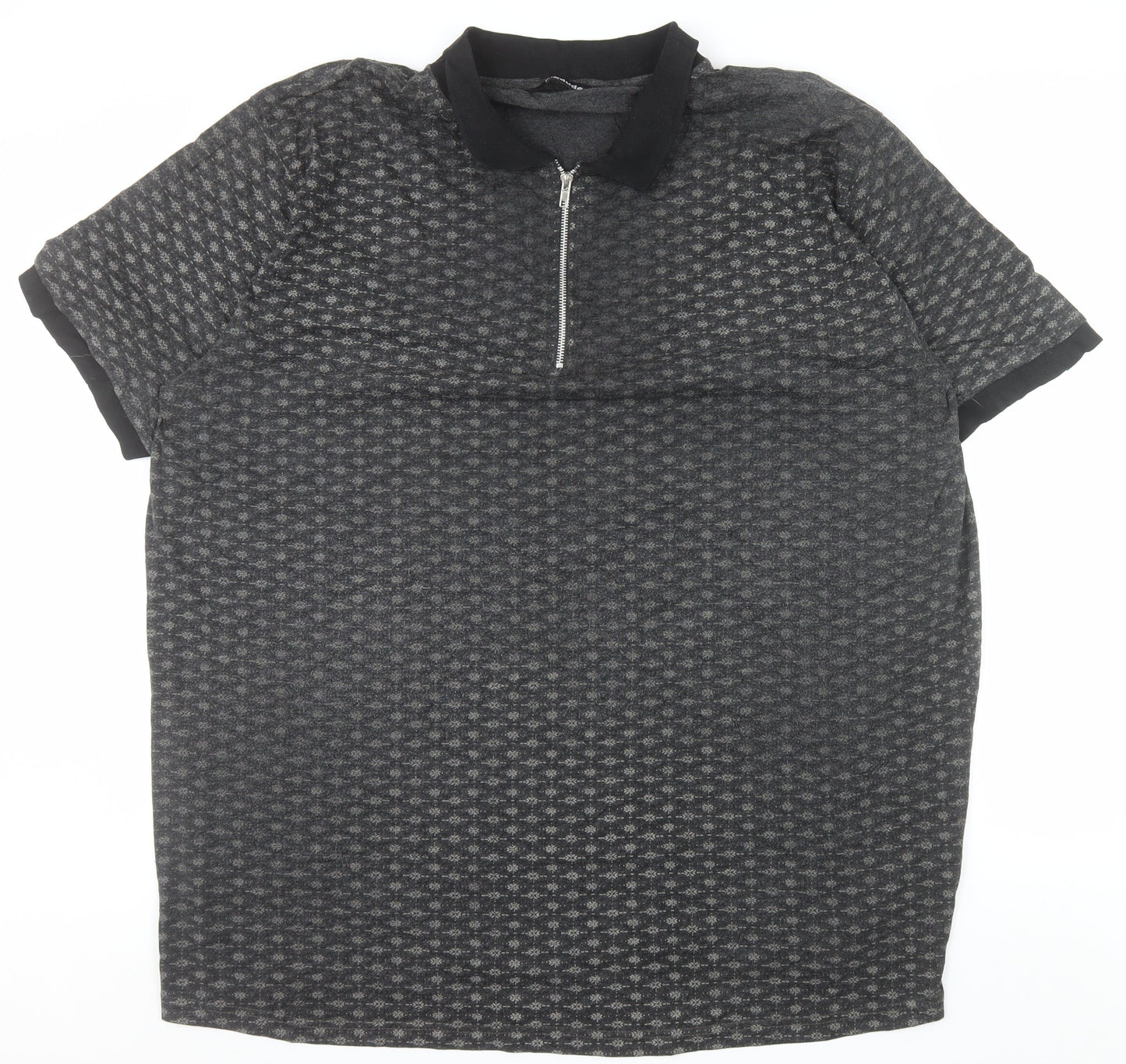 Bigdude Men's Grey 5XL Polo Shirt with 1/4 Zip Collar
