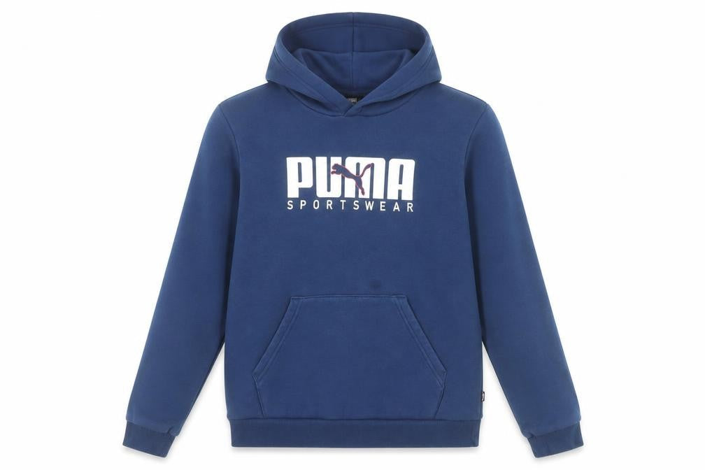 Puma Boys Blue 15-16 Years Pullover Hoodie with Graphic Print