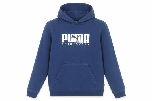 Puma Boys Blue 15-16 Years Pullover Hoodie with Graphic Print