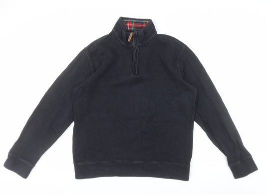 Lands' End Men's Black 1/4 Zip Cotton Pullover Sweatshirt M