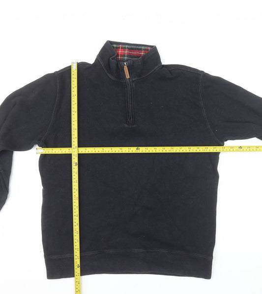 Lands' End Men's Black 1/4 Zip Cotton Pullover Sweatshirt M