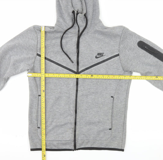 Nike Men's Grey Full Zip Hooded Sweatshirt S Sports Hoodie