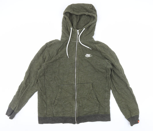 Nike Men’s Green Full Zip Hoodie M Sportswear Cotton Zip Up
