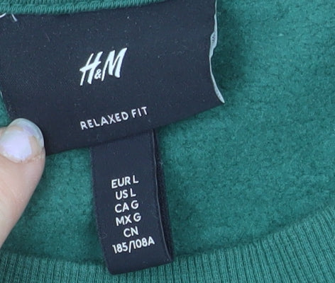 H&M Men’s Green Relaxed Fit Pullover Sweatshirt Size L