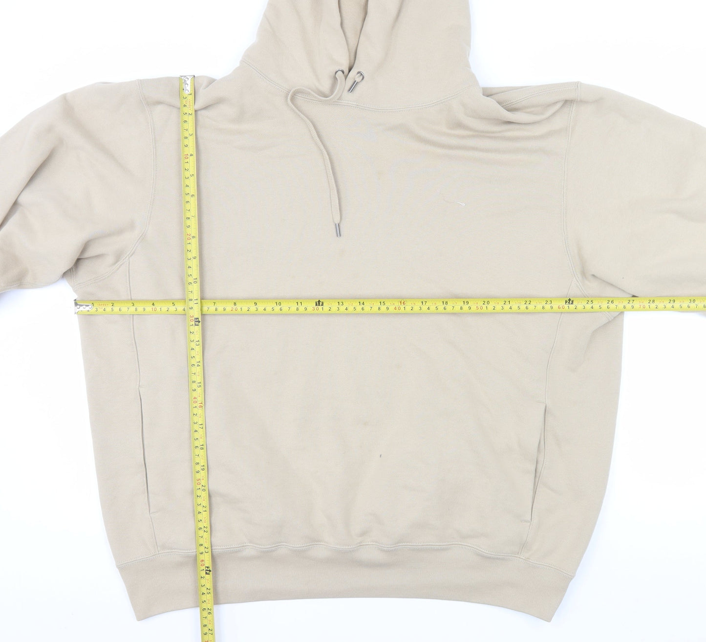 Uniqlo Men’s Beige 2XL Pullover Hoodie Fleece Cotton Blend