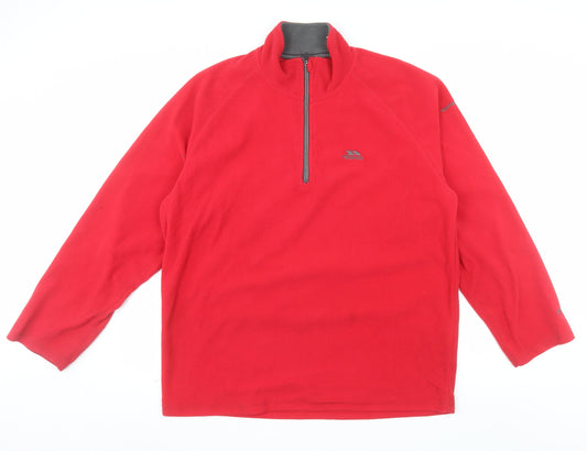 Trespass Men's Red 2XL Fleece 1/4 Zip Pullover Sweatshirt
