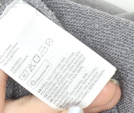 H&M Divided Women Grey Longline Full Zip Hoodie Size S Cotton Blend
