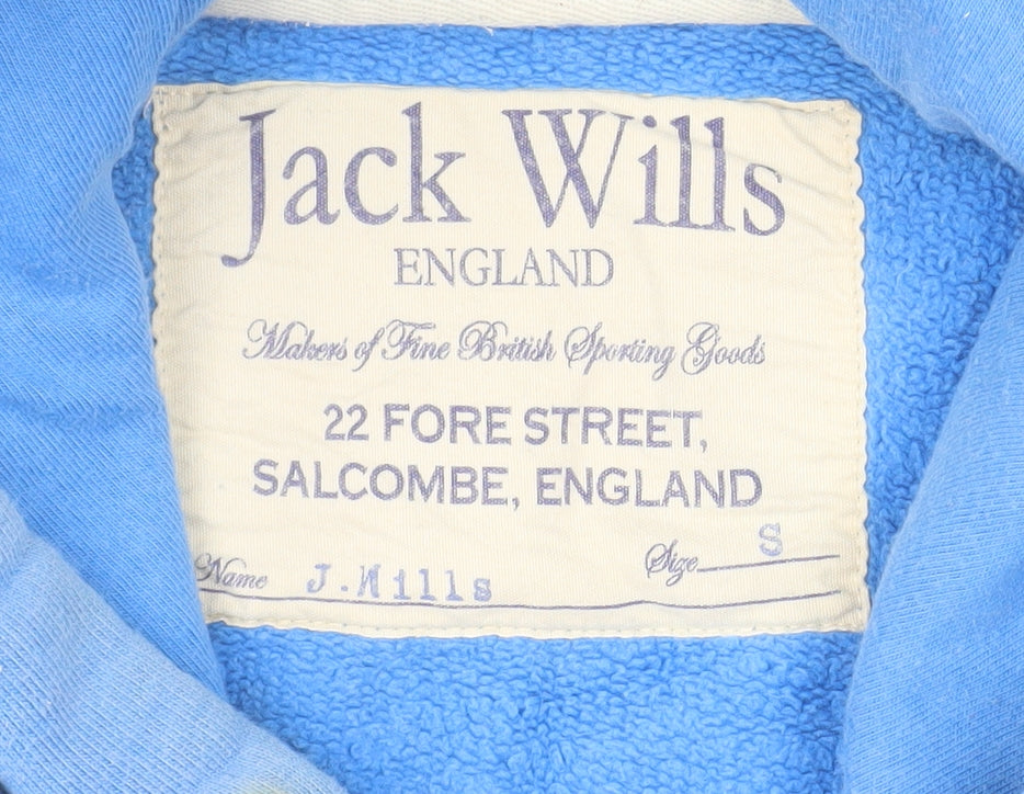 Jack Wills Men's Blue Pullover Hoodie Size Small Cotton Graphic
