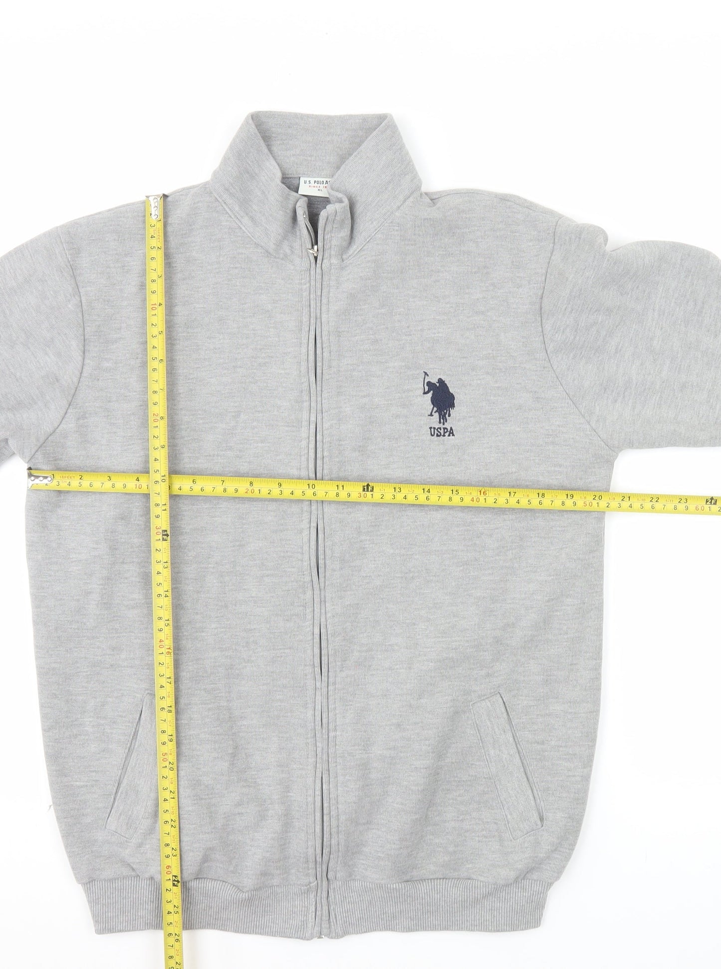 U.S. Polo Assn. Men's Grey Full Zip Sweatshirt XL Logo