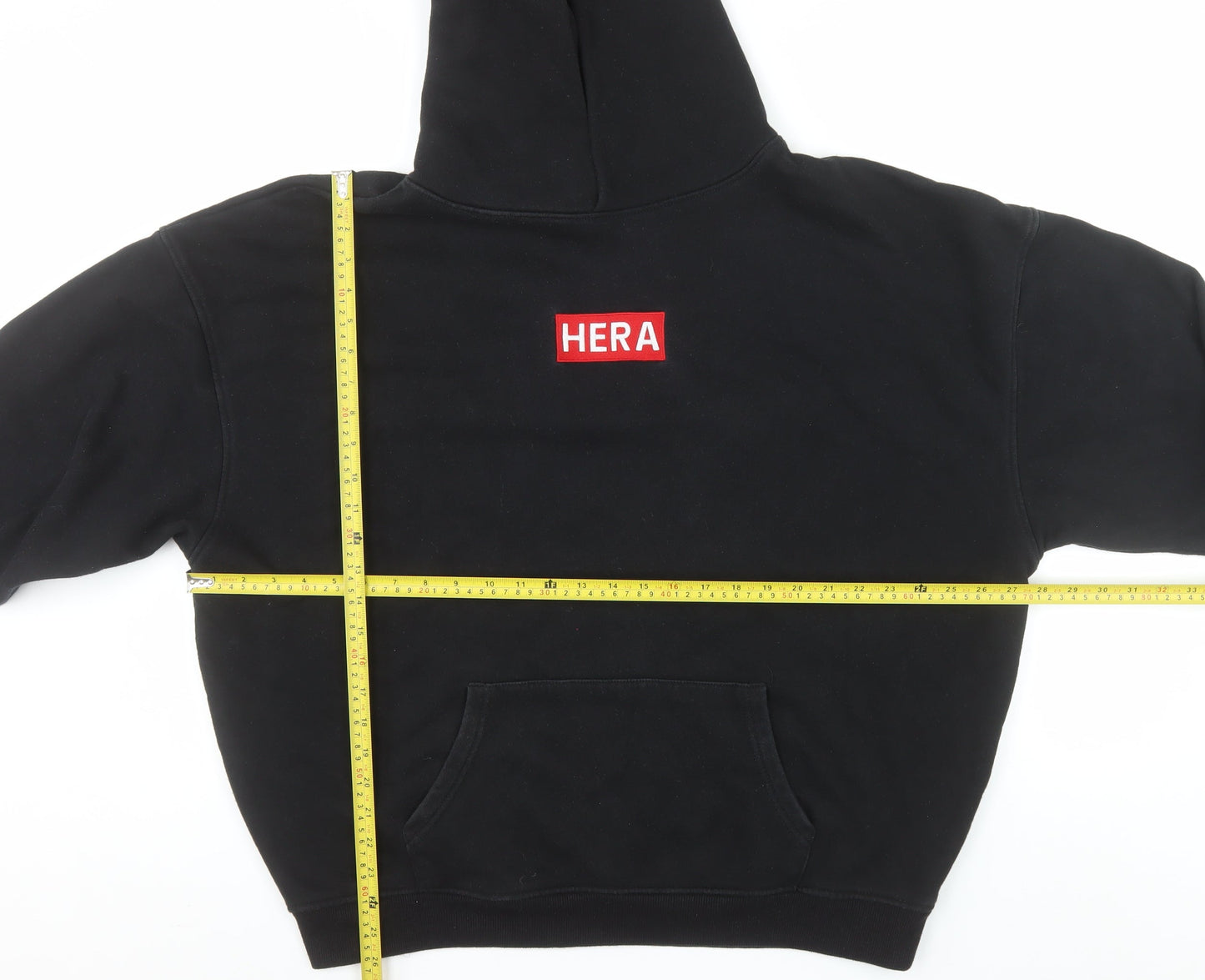 HERA Mens Black XL Pullover Hoodie Relaxed Fit Logo Sweatshirt
