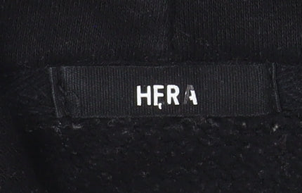 HERA Mens Black XL Pullover Hoodie Relaxed Fit Logo Sweatshirt