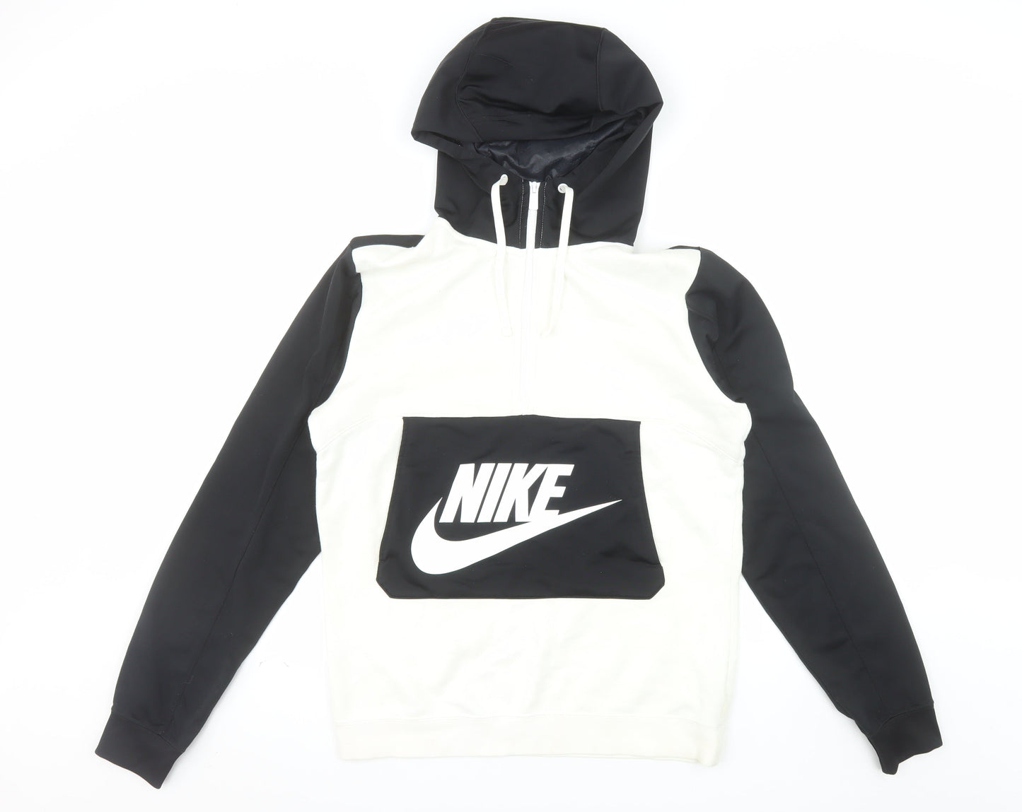 Nike Men's Black White Pullover Hoodie Small Fleece Sportswear
