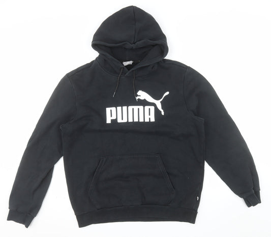 Puma Men’s Black Pullover Hoodie Fleece Logo Regular Fit Size M