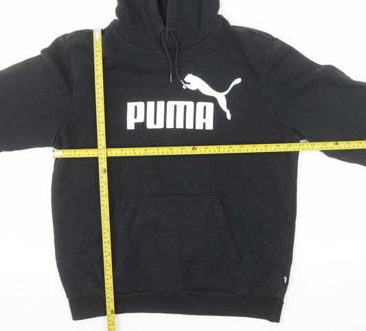Puma Men’s Black Pullover Hoodie Fleece Logo Regular Fit Size M