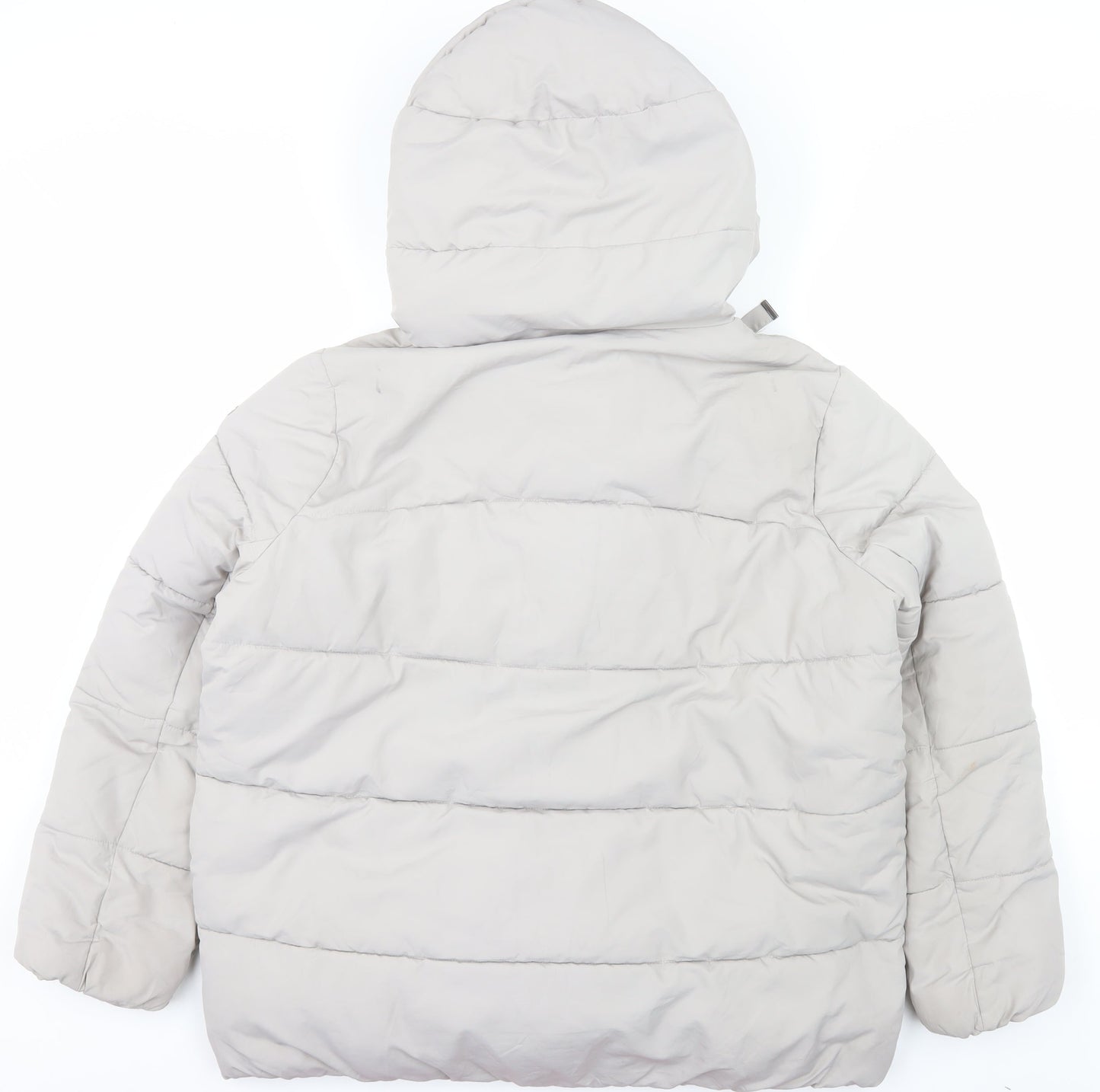 BCBGMAXAZRIA Women Beige XL Hooded Puffer Jacket Polyester Winter Coat