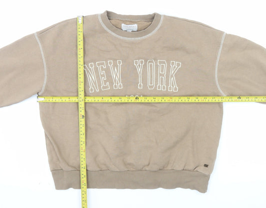 Pull&Bear Teen Beige New York 1991 Crew Neck Sweatshirt XS