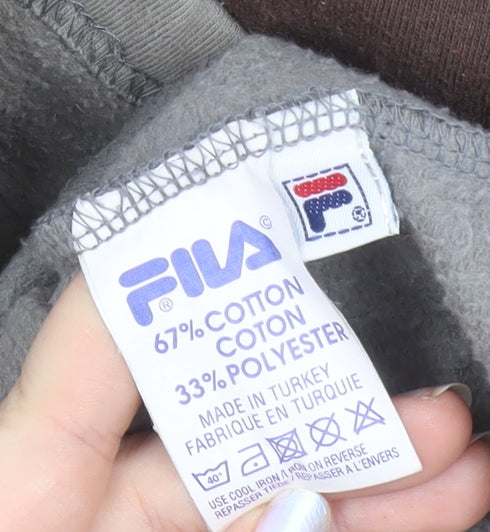 FILA Men's Brown 1/4 Zip Pullover Sweatshirt Size M Vintage Logo