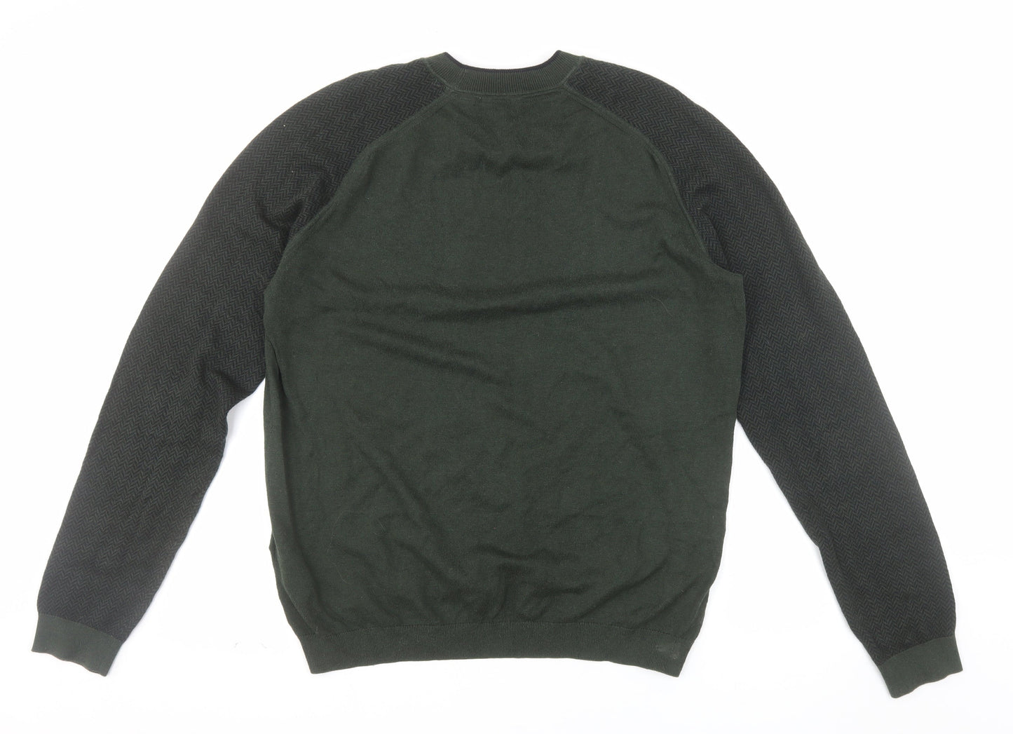 Ted Baker Men's Green Cotton Crew Neck Pullover Jumper Size L