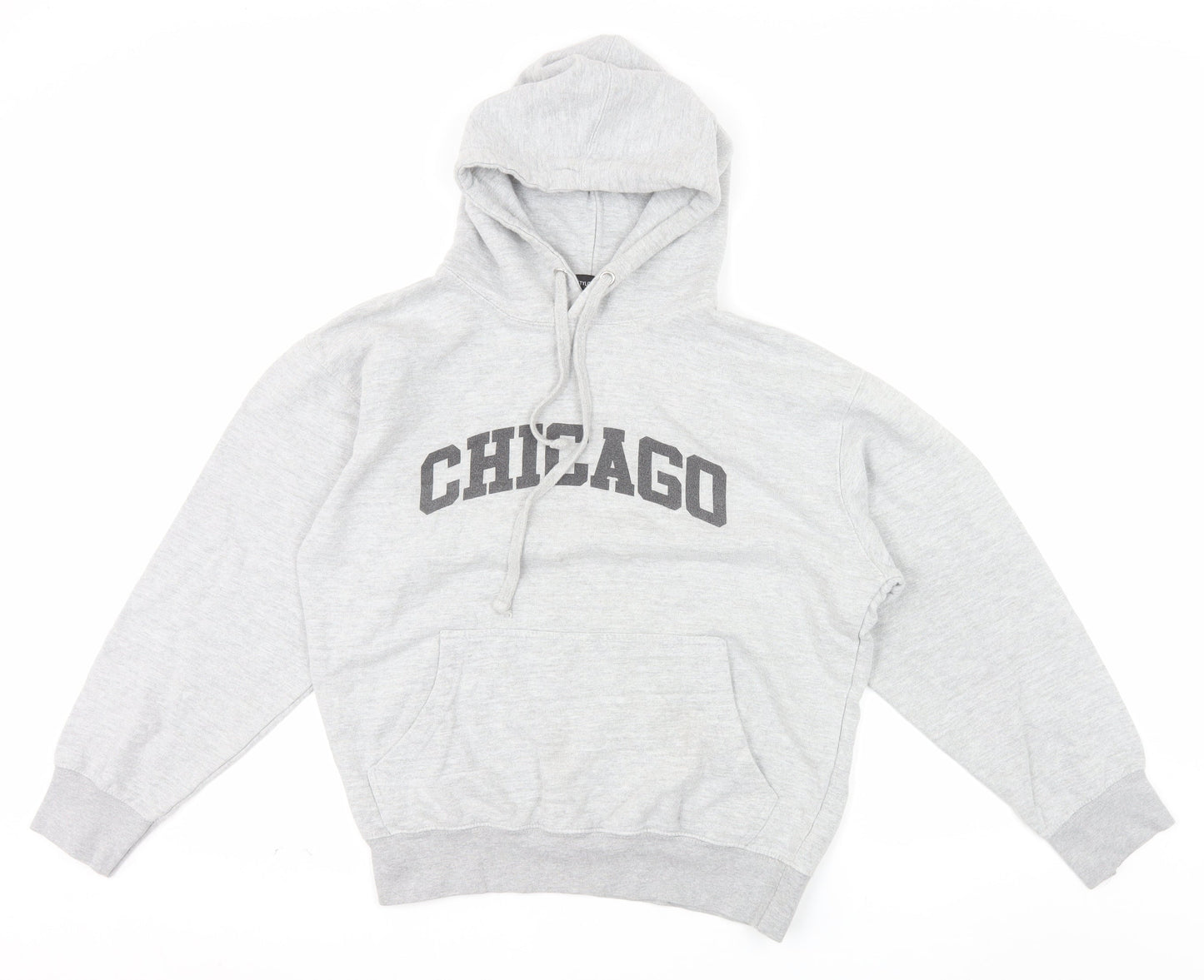 PrettyLittleThing Unisex Grey Chicago Pullover Hoodie Size S