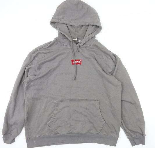 Levi's Men's Grey XL Relaxed Fit Pullover Hoodie with Logo