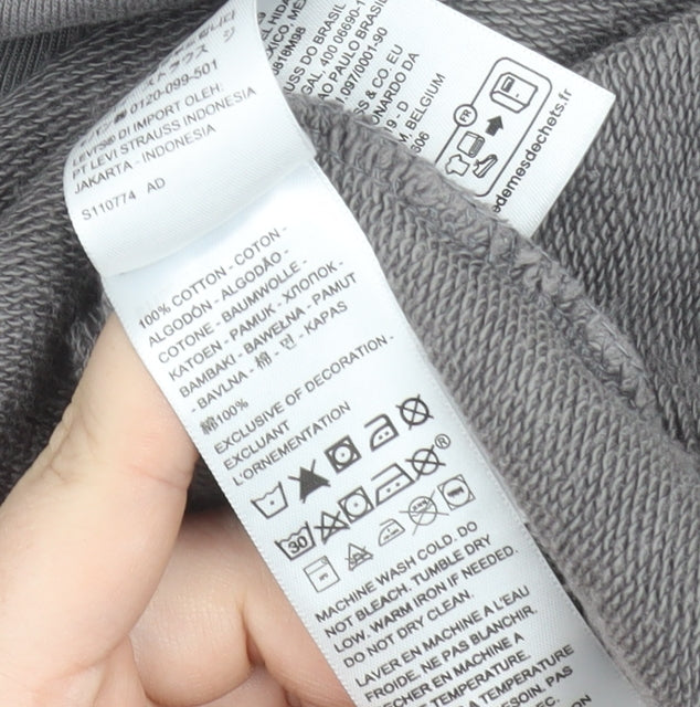 Levi's Men's Grey XL Relaxed Fit Pullover Hoodie with Logo