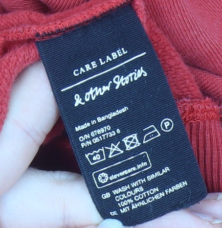& Other Stories Women's Red Pullover Hoodie Size 14 Cotton Casual