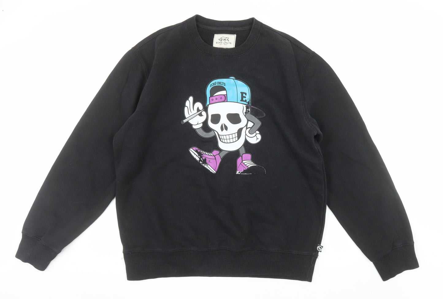 Ecko Unltd. Men's Black Graphic Skull Pullover Sweatshirt L