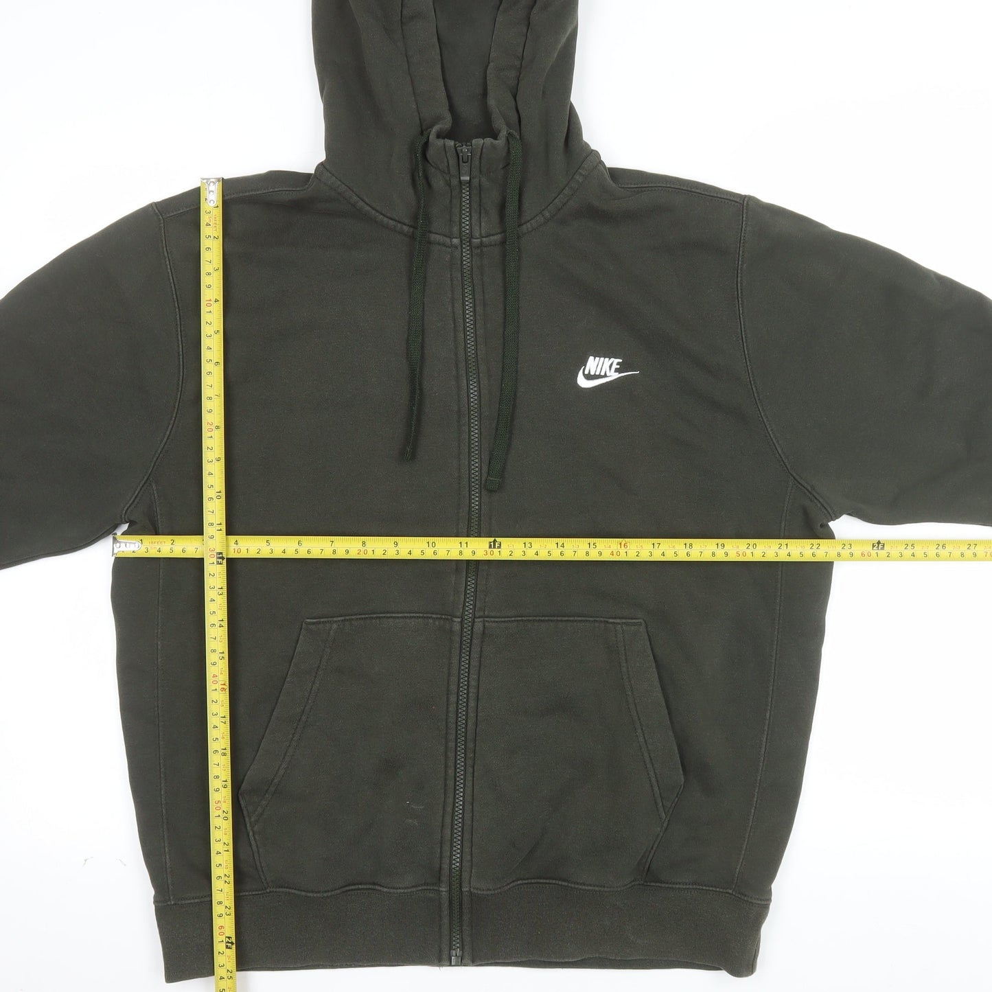 Nike Men's Green Full Zip Hoodie Size M Regular Fit Logo Fleece
