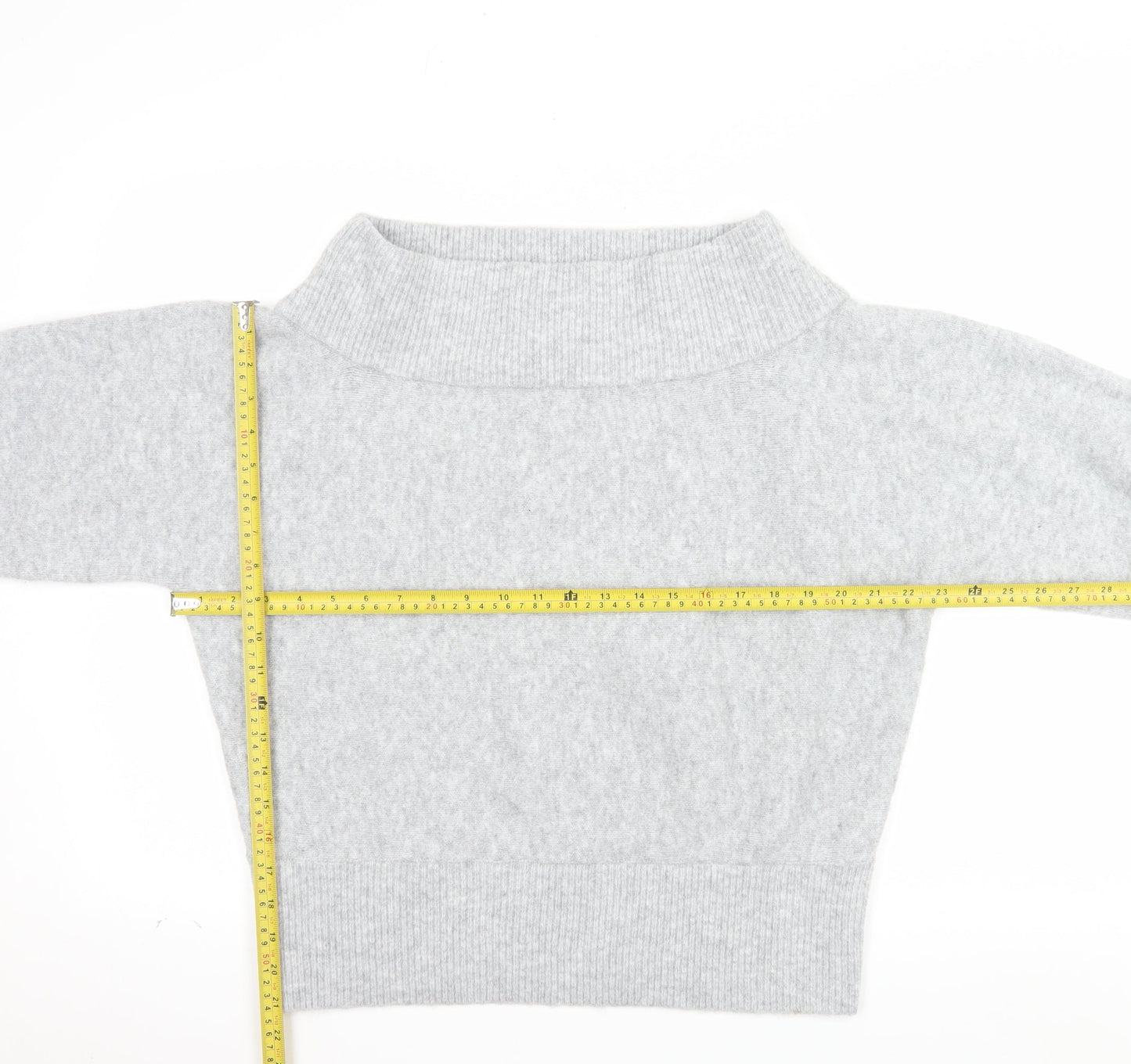 Pull&Bear Women Grey Roll Neck Wool Blend Relaxed Fit Jumper Size 12