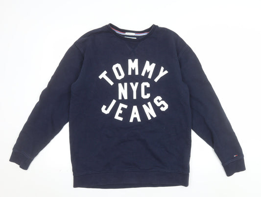 Tommy Jeans Men's Blue Small Relaxed Fit Logo Sweatshirt