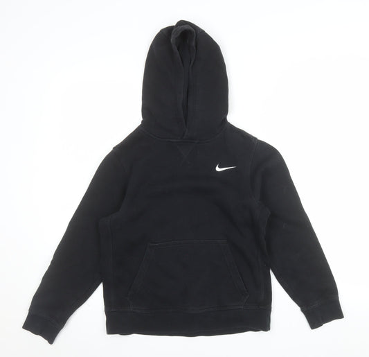 Nike Boys Black Pullover Hoodie M 10-12 Years Cotton Blend Logo Sweatshirt