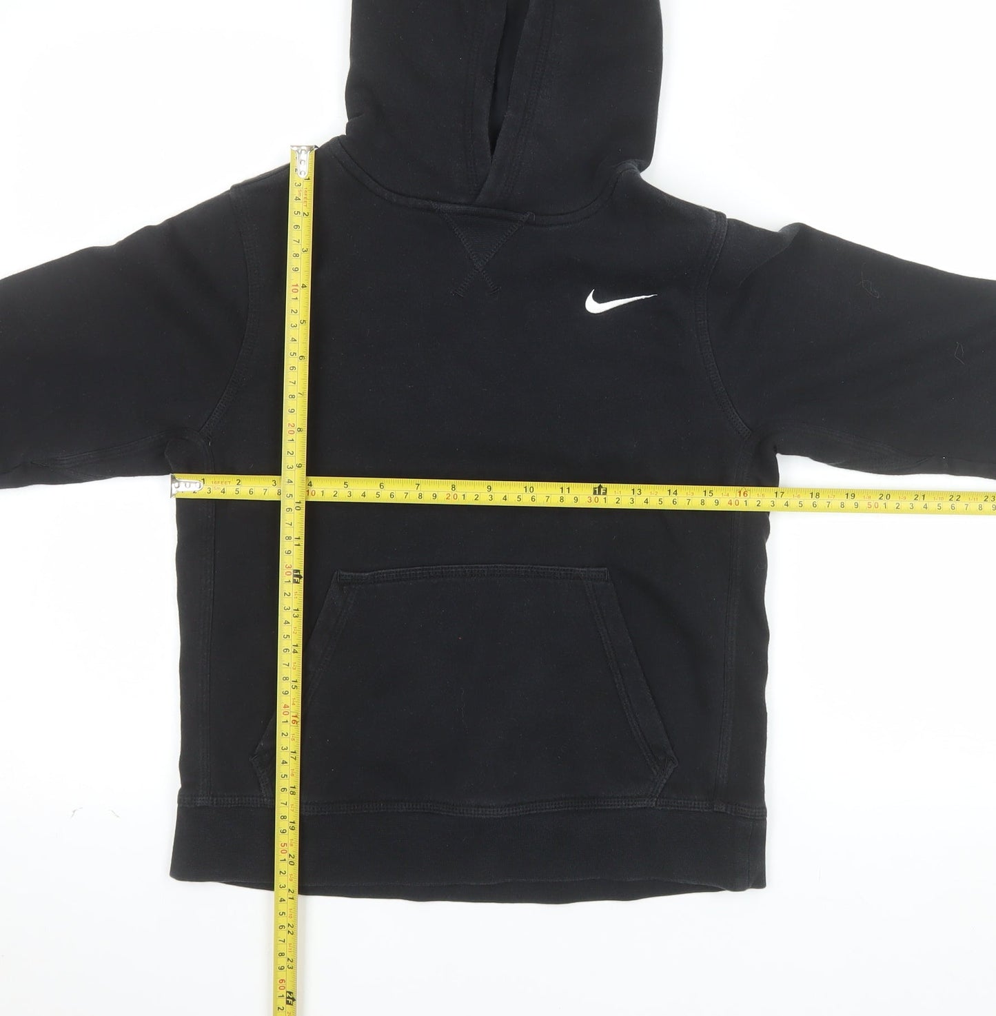 Nike Boys Black Pullover Hoodie M 10-12 Years Cotton Blend Logo Sweatshirt