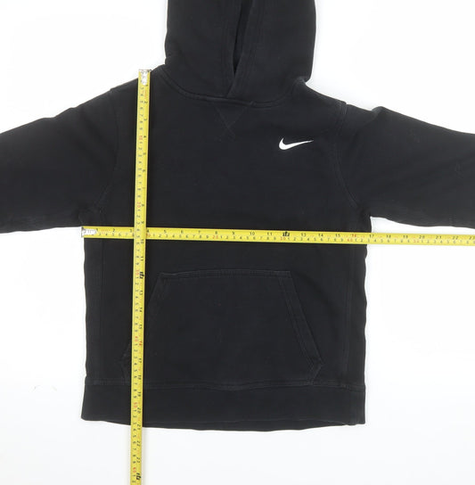 Nike Boys Black Pullover Hoodie M 10-12 Years Cotton Blend Logo Sweatshirt