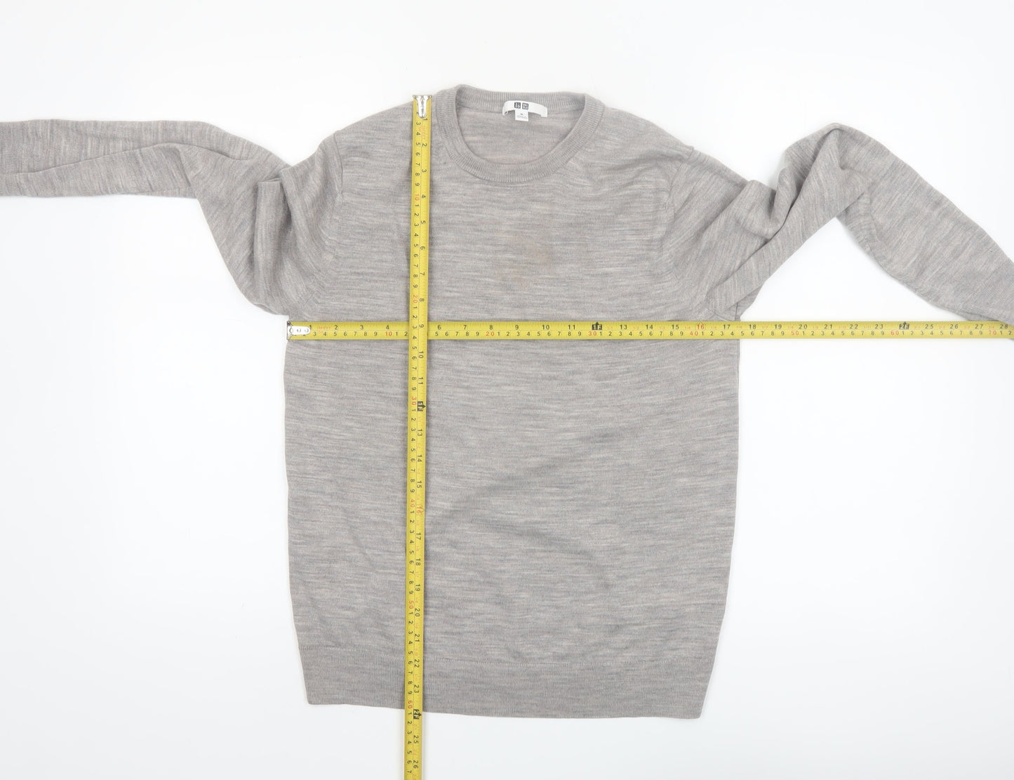 Uniqlo Women’s Grey Wool Crew Neck Jumper Size M Long Sleeve