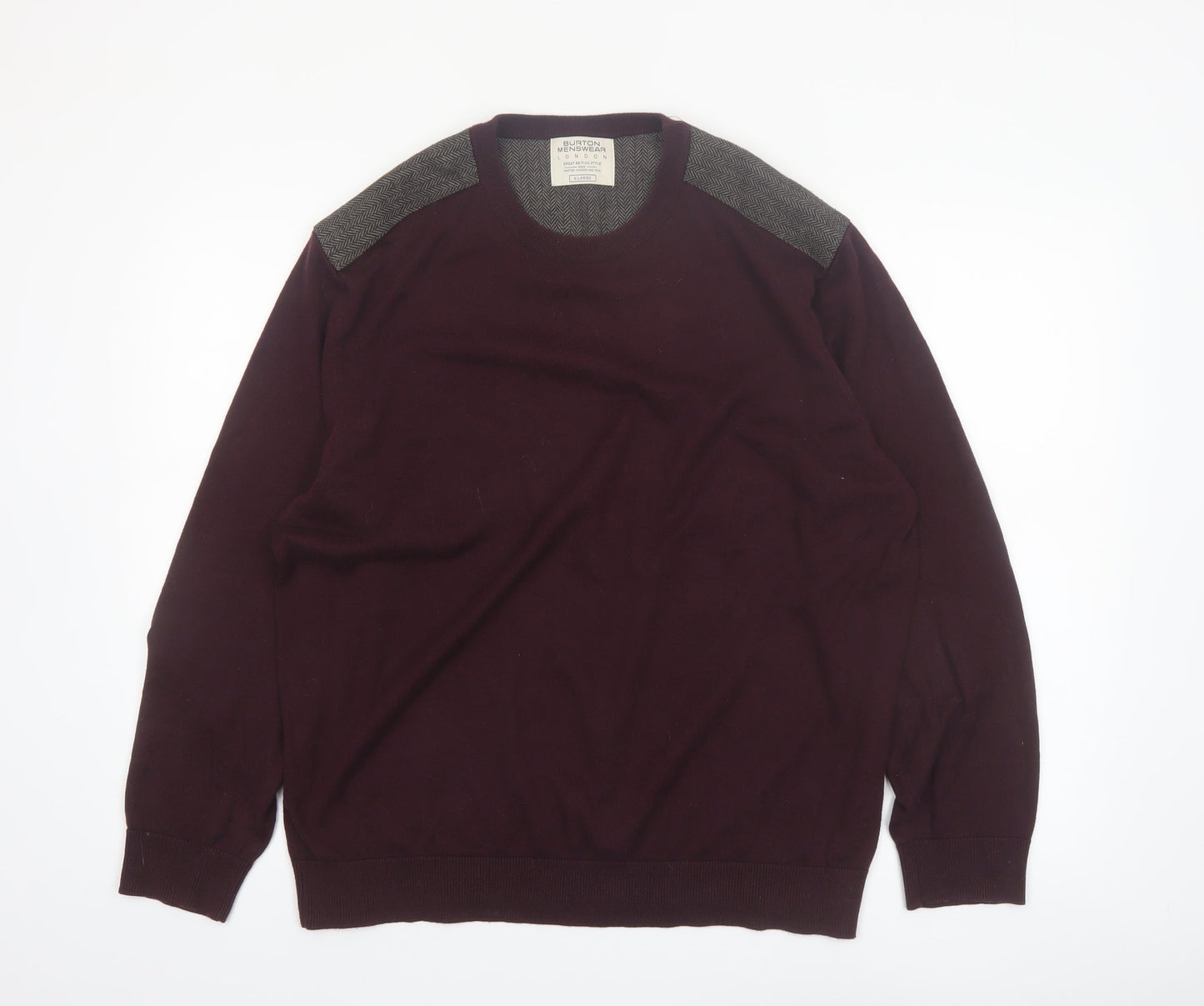 Burton Menswear Men's Brown XL Cotton Crew Neck Pullover Jumper