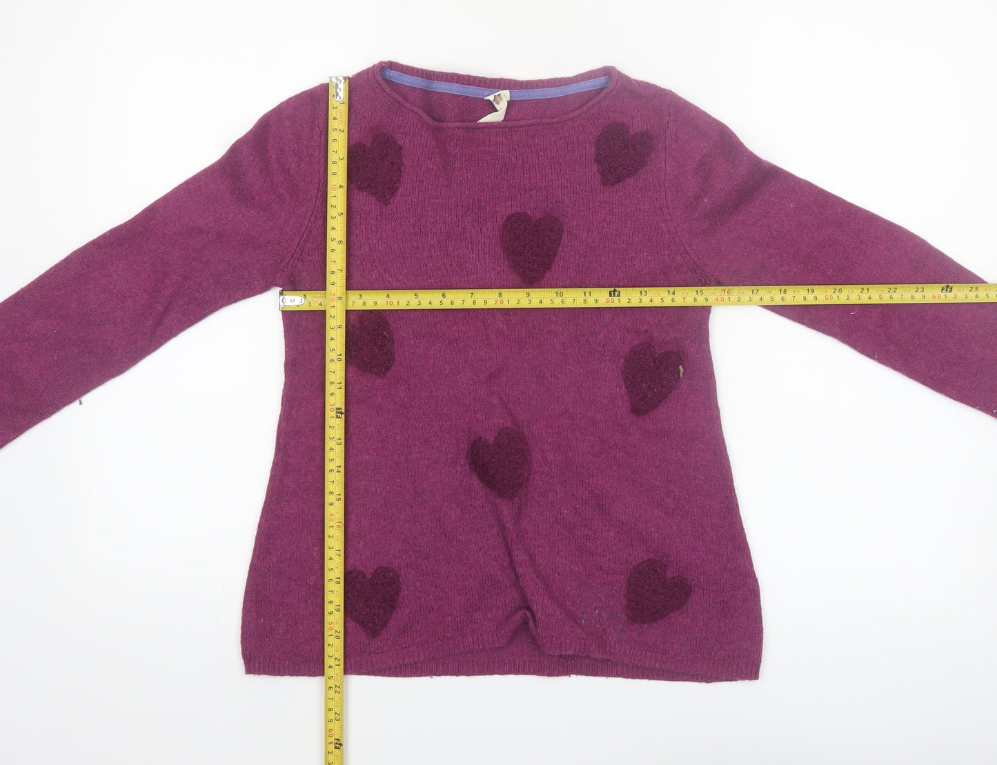 White Stuff Women's Purple Heart Knit Jumper Size 8