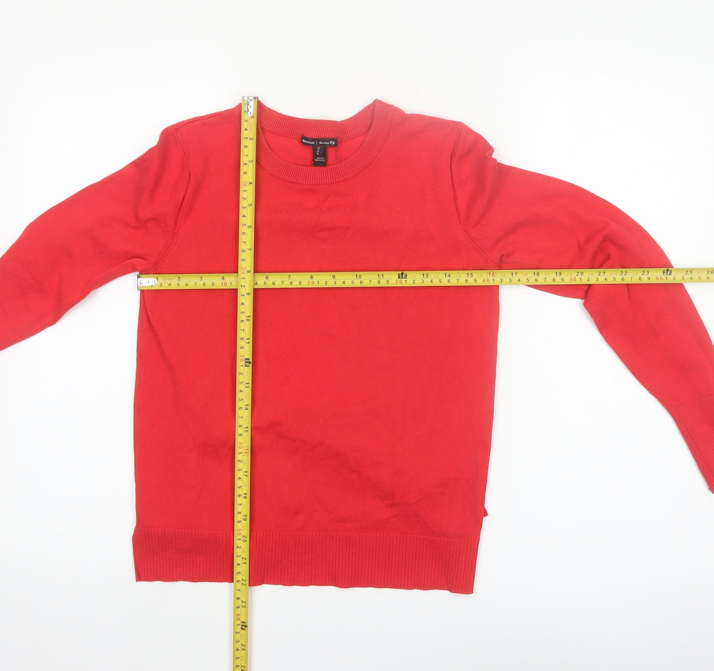 River Island Women's Red Crew Neck Long Sleeve Jumper Size 12