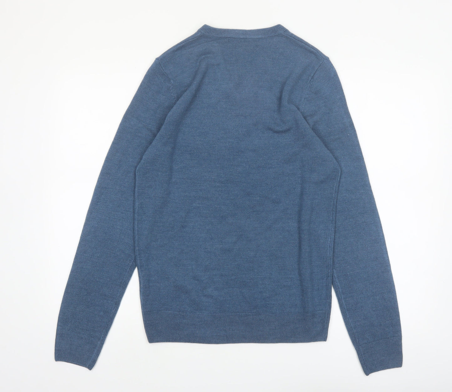 Marks and Spencer Men's Blue V-Neck Acrylic Jumper Size S Regular