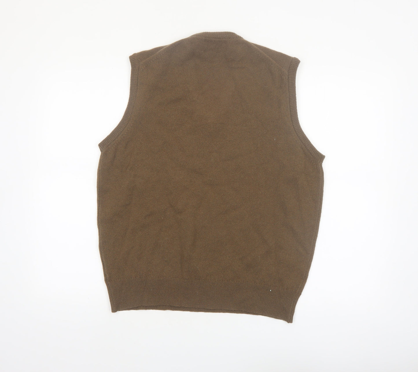 Sabre Men's Brown Lambswool Sleeveless V-Neck Vest Jumper XL