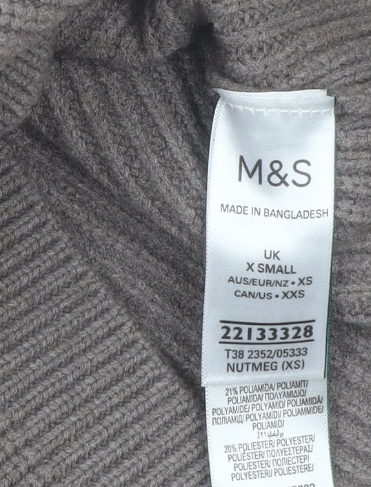 Marks and Spencer Women Brown XS Collared Knit Cardigan