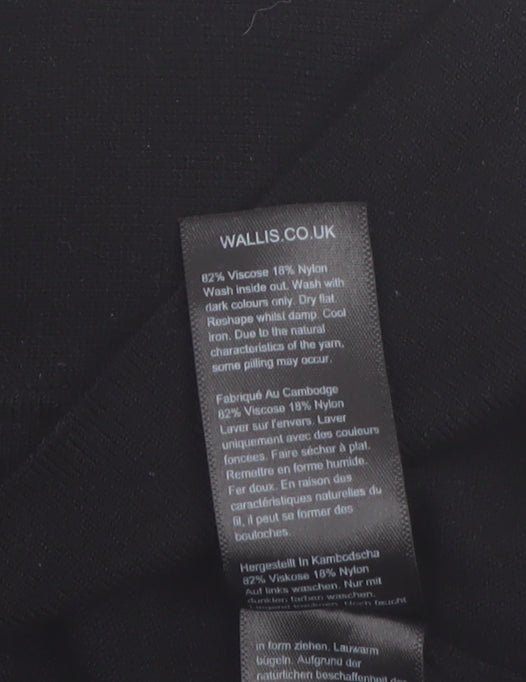 Wallis Women’s Black Knit Open Cardigan L 3/4 Sleeve Lightweight